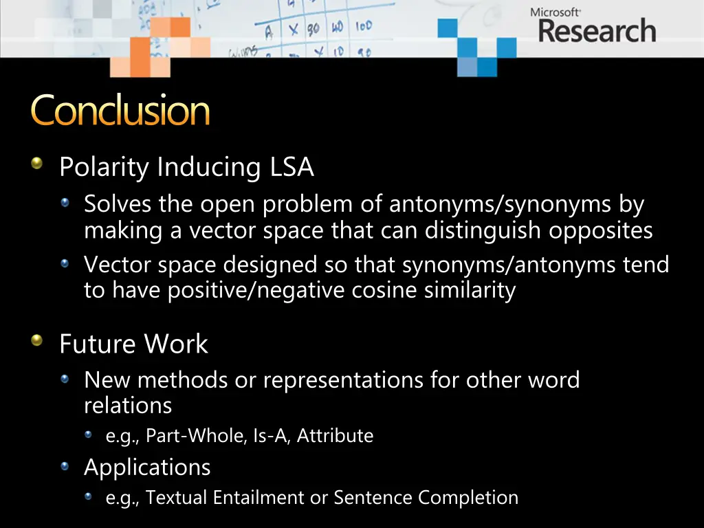 conclusion polarity inducing lsa solves the open