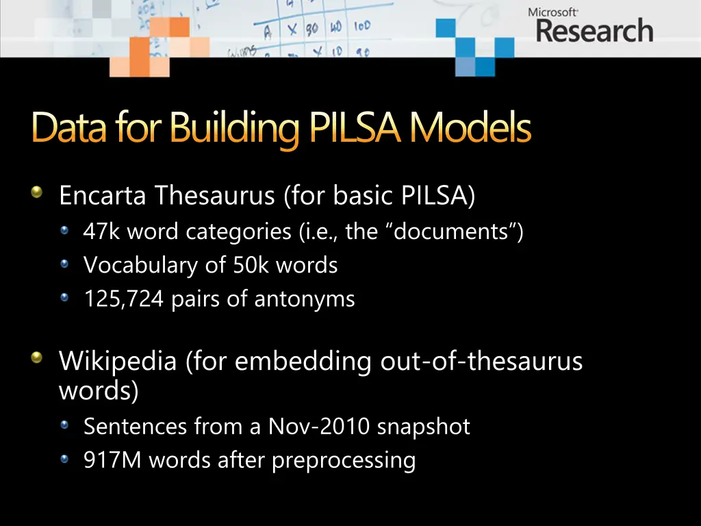 data for building pilsa models