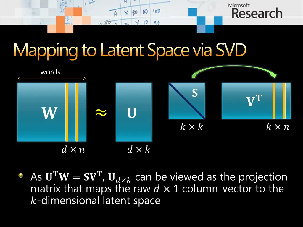 mapping to latent space via svd 1