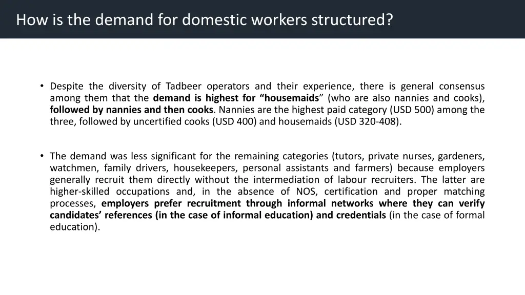 how is the demand for domestic workers structured