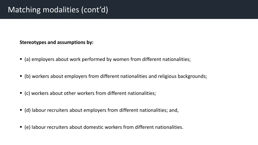 matching modalities cont d 1