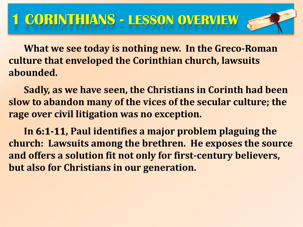 1 corinthians lesson overview 1