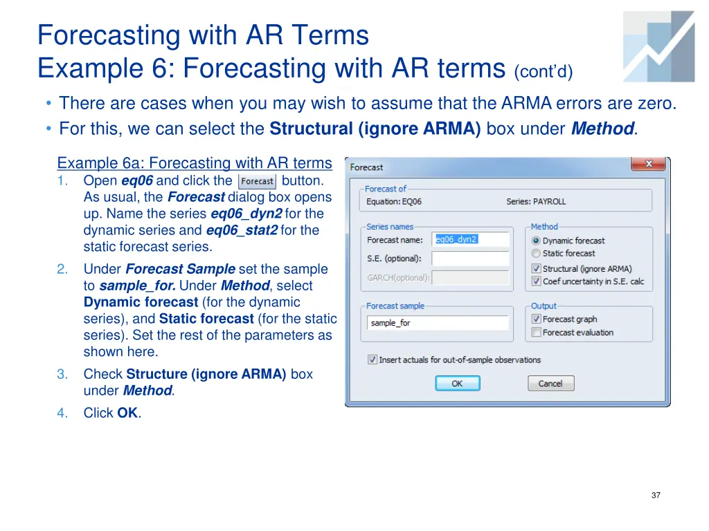 forecasting with ar terms example 6 forecasting 2