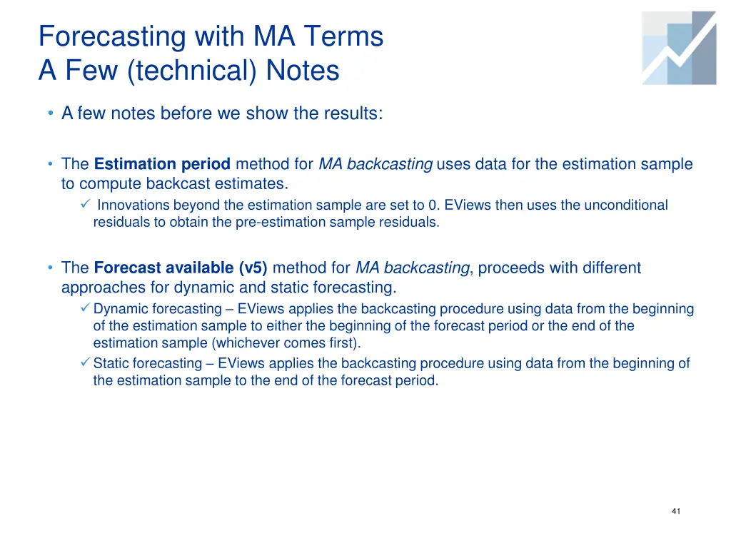 forecasting with ma terms a few technical notes