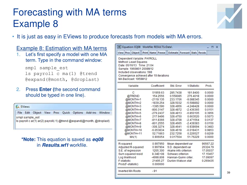 forecasting with ma terms example 8