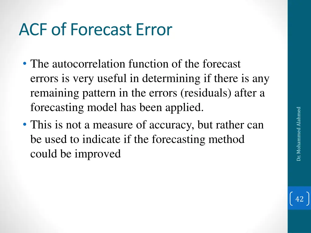 acf of forecast error