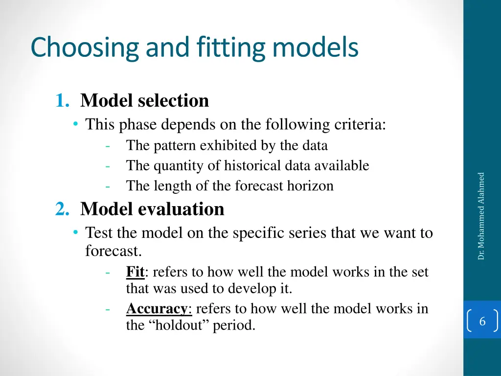 choosing and fitting models