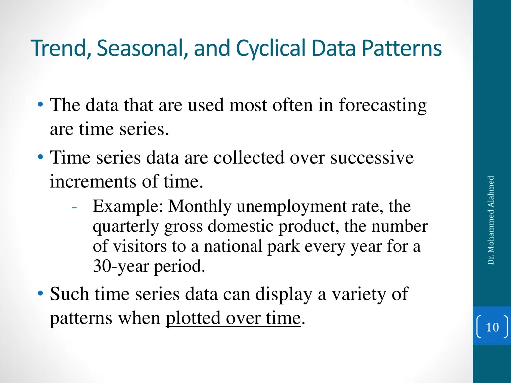 trend seasonal and cyclical data patterns