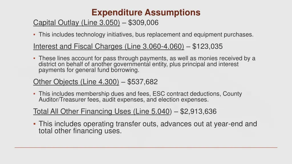 expenditure assumptions 2