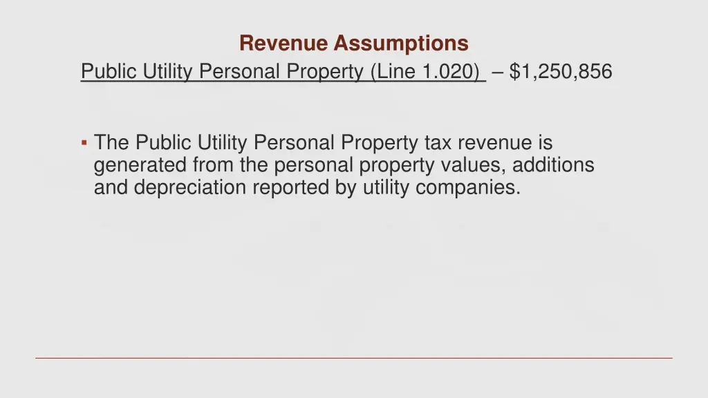 revenue assumptions 1