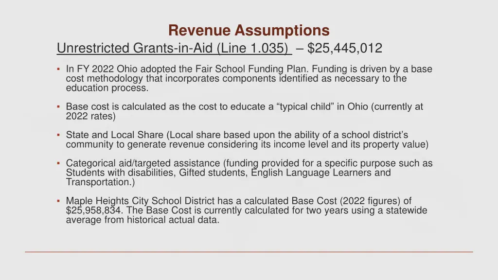 revenue assumptions 2