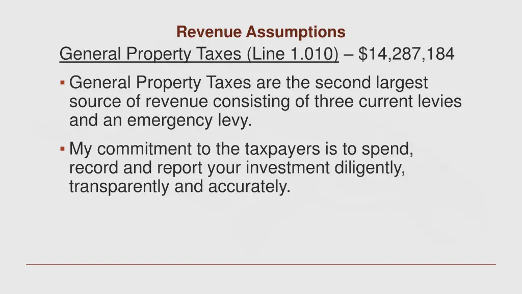 revenue assumptions