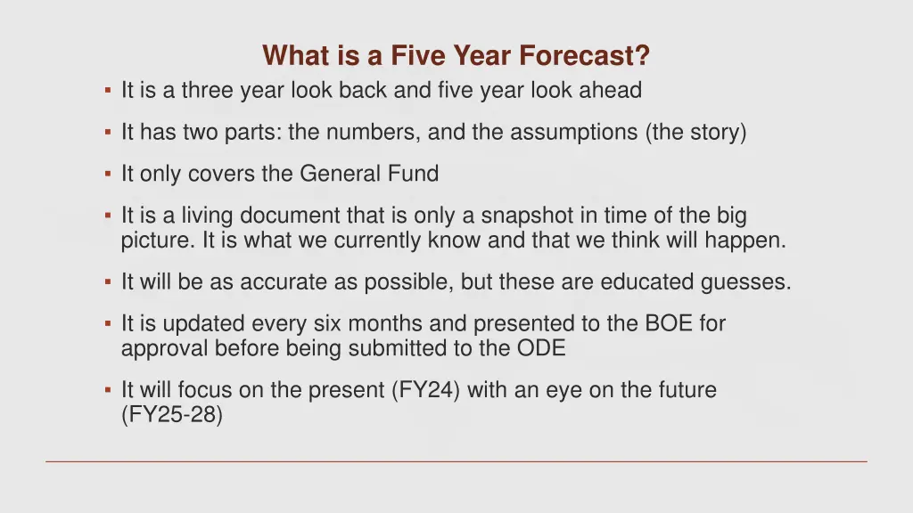 what is a five year forecast it is a three year