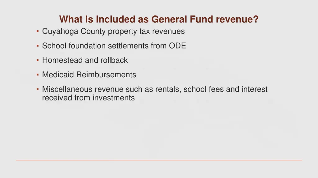 what is included as general fund revenue cuyahoga