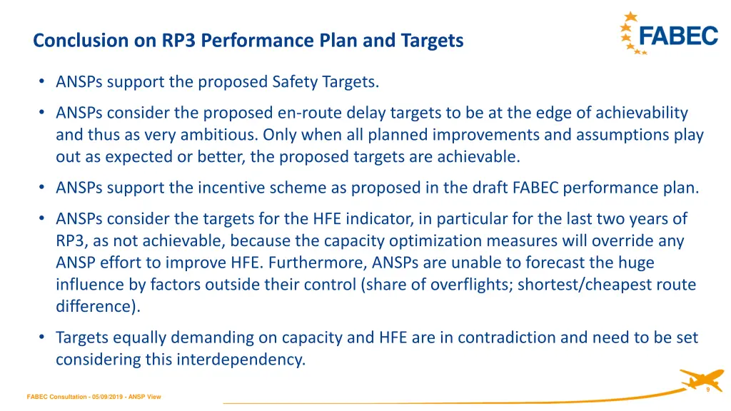 conclusion on rp3 performance plan and targets