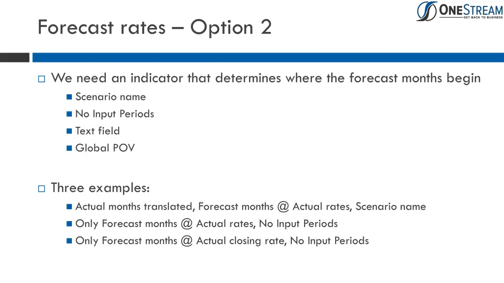 forecast rates option 2