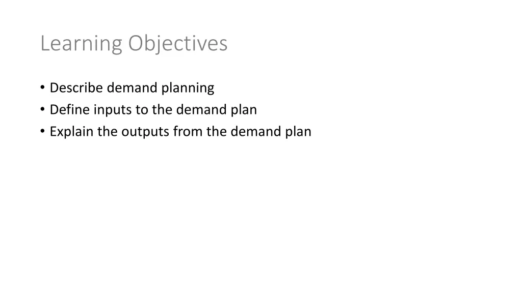 learning objectives