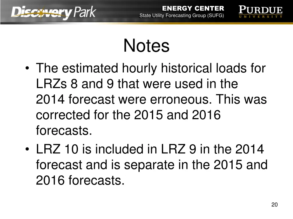 energy center state utility forecasting group sufg 19