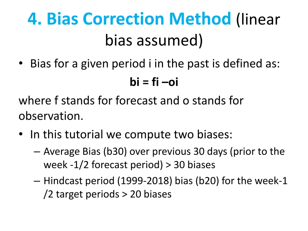 4 bias correction method linear bias assumed bias