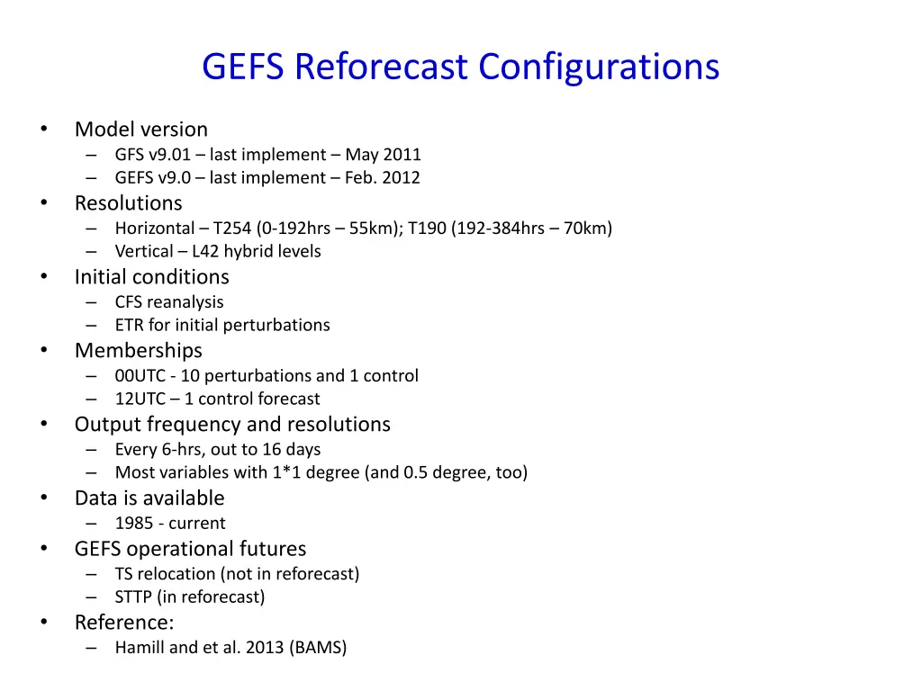 gefs reforecast configurations