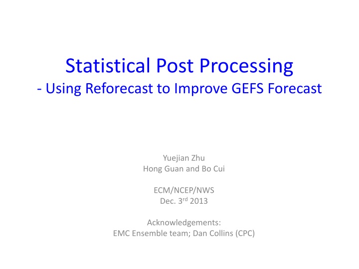 statistical post processing using reforecast