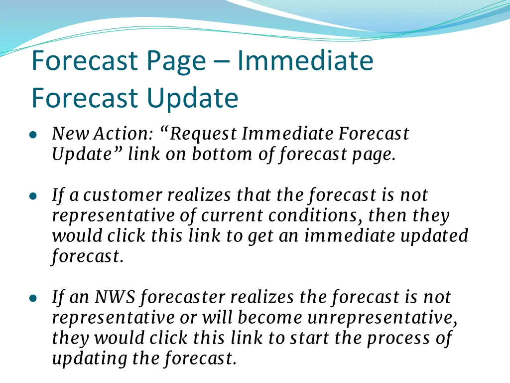 forecast page immediate forecast update