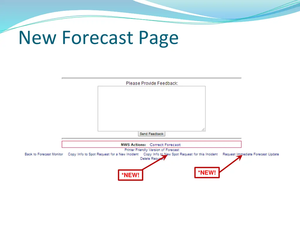 new forecast page