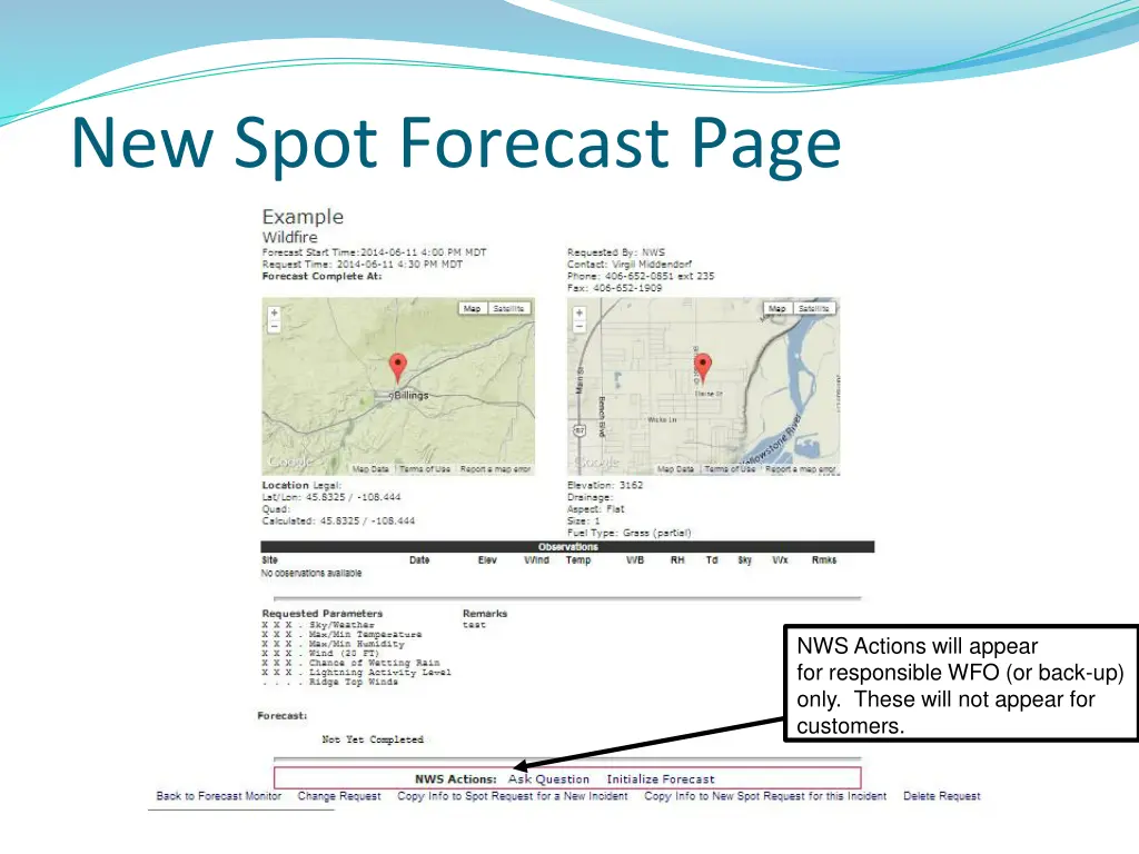 new spot forecast page