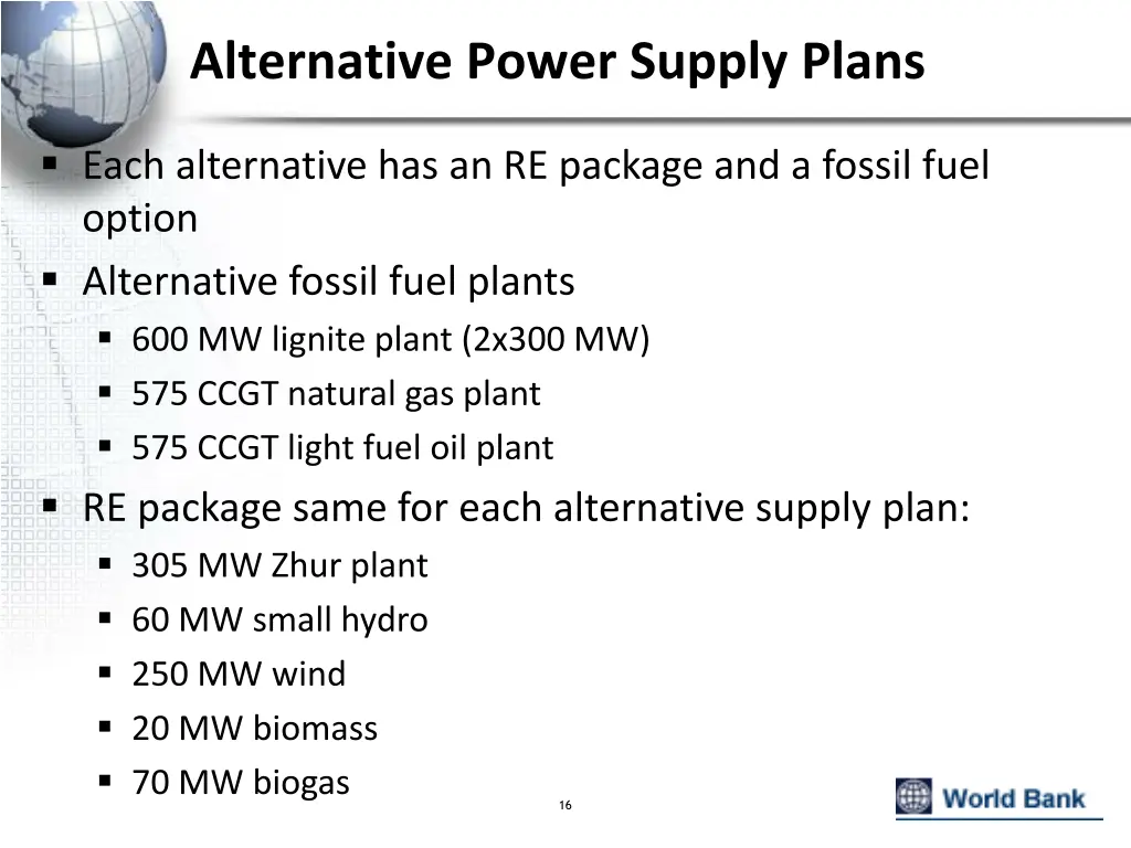 alternative power supply plans