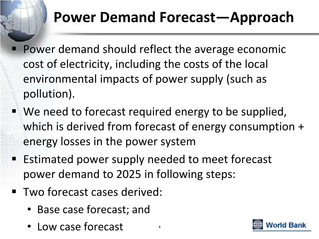 power demand forecast approach