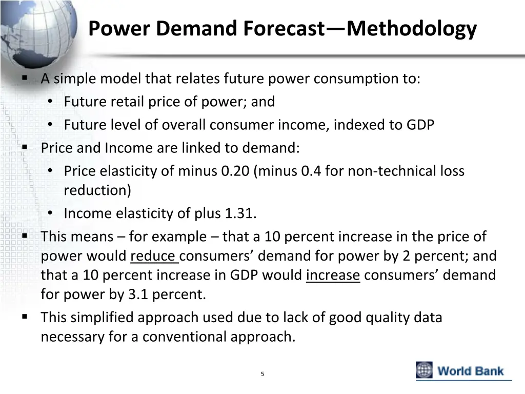 power demand forecast methodology