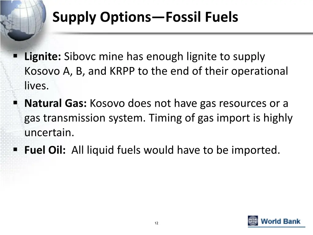 supply options fossil fuels