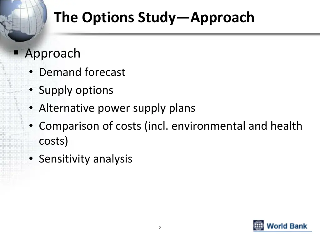 the options study approach