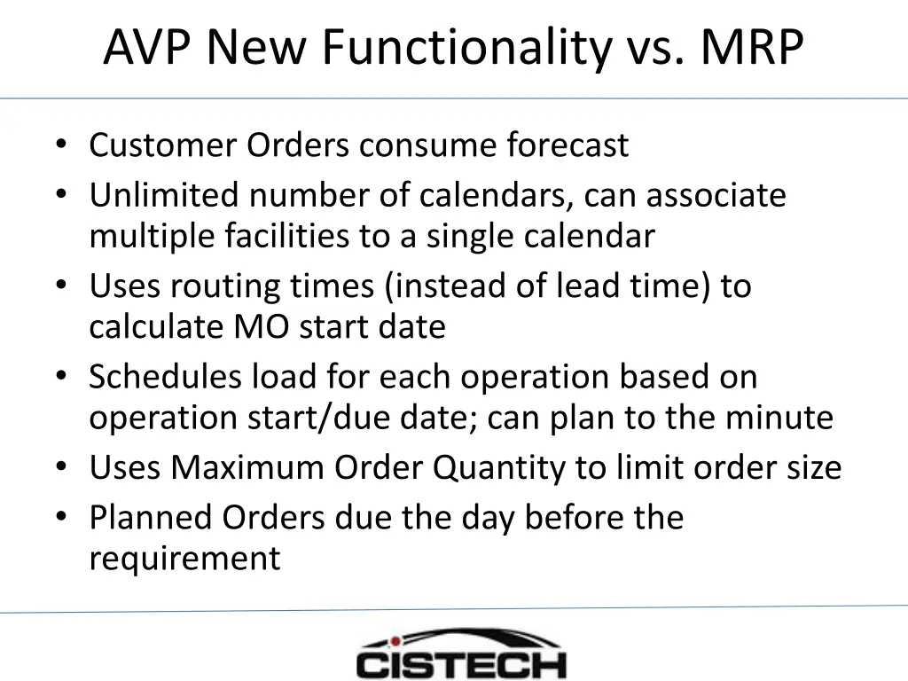 avp new functionality vs mrp