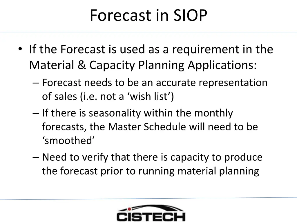 forecast in siop