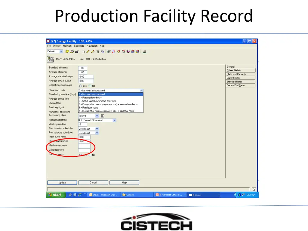 production facility record