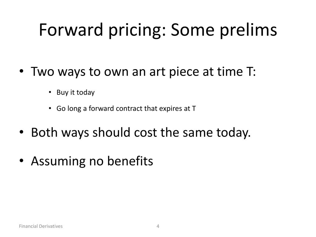 forward pricing some prelims 2