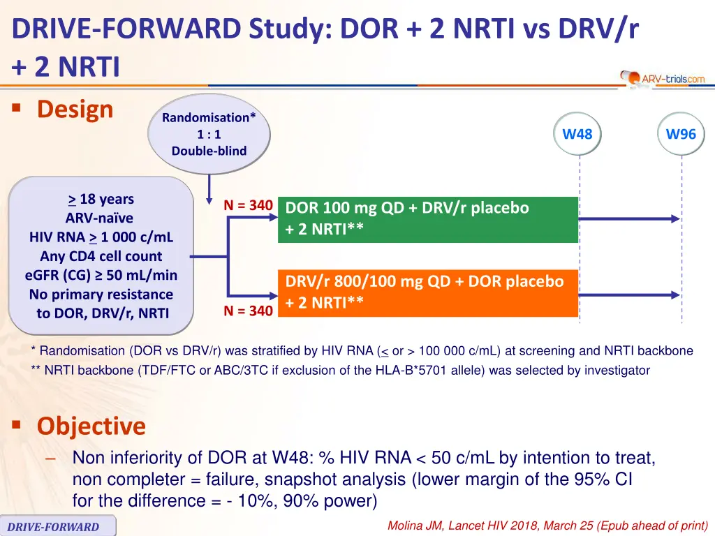 drive forward study dor 2 nrti vs drv r 2 nrti