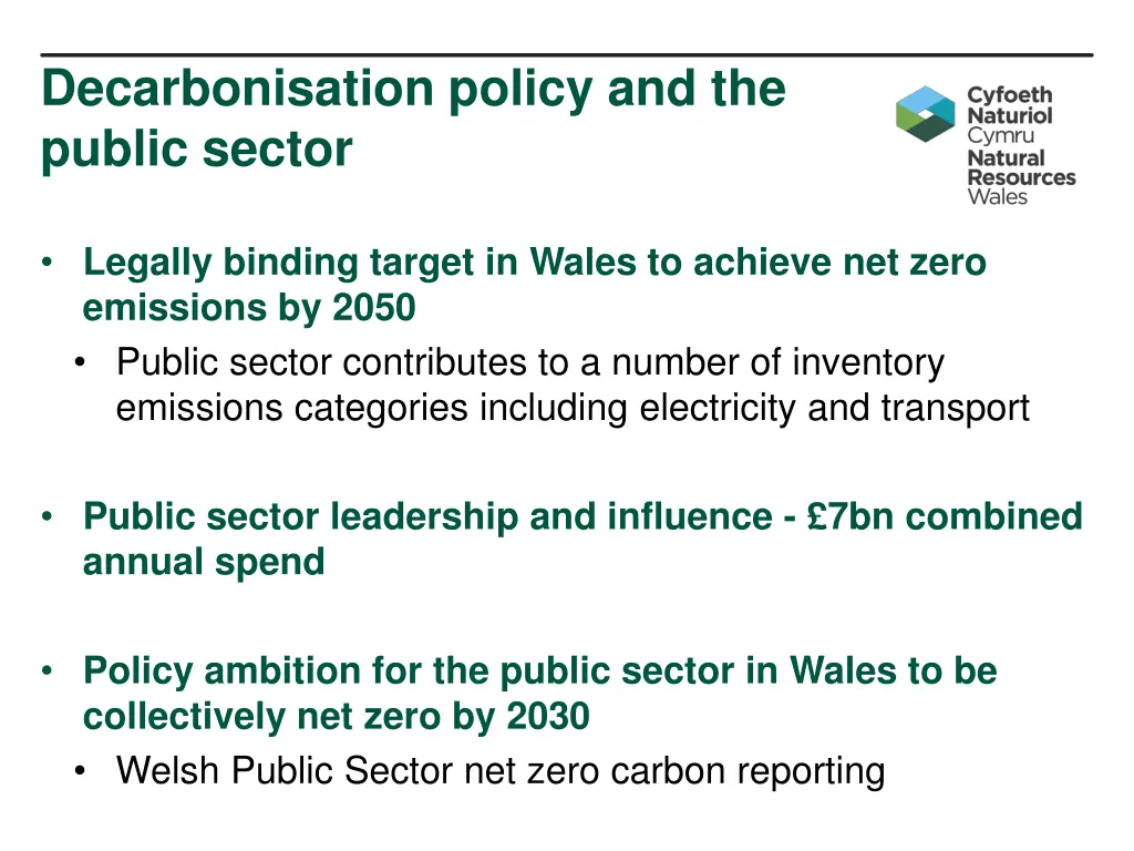 decarbonisation policy and the public sector