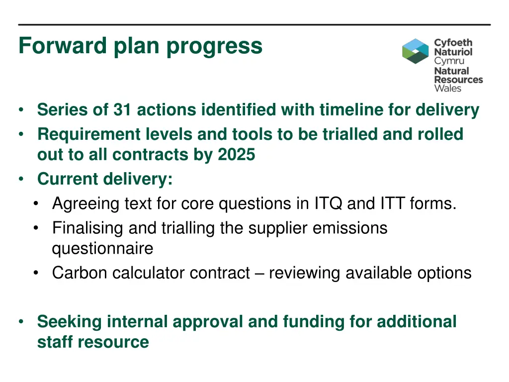 forward plan progress