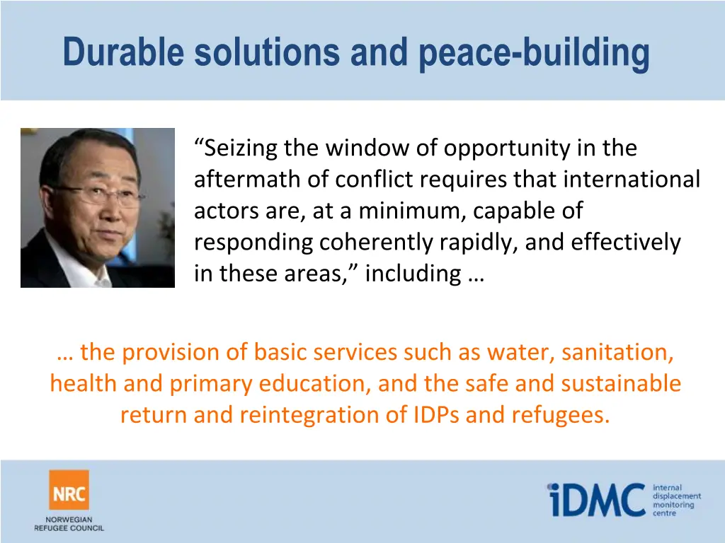 durable solutions and peace building