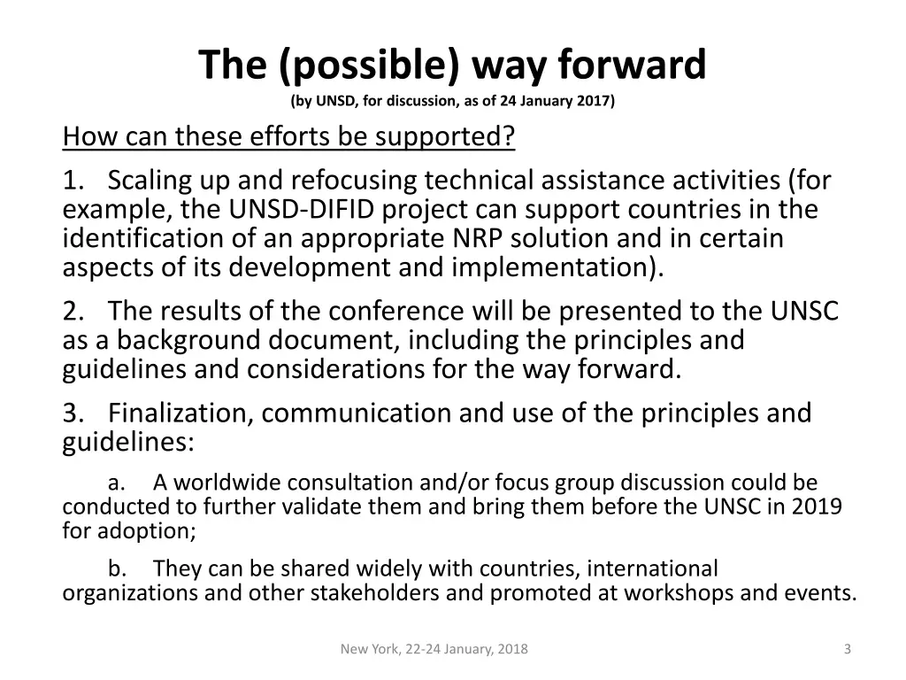 the possible way forward by unsd for discussion 1