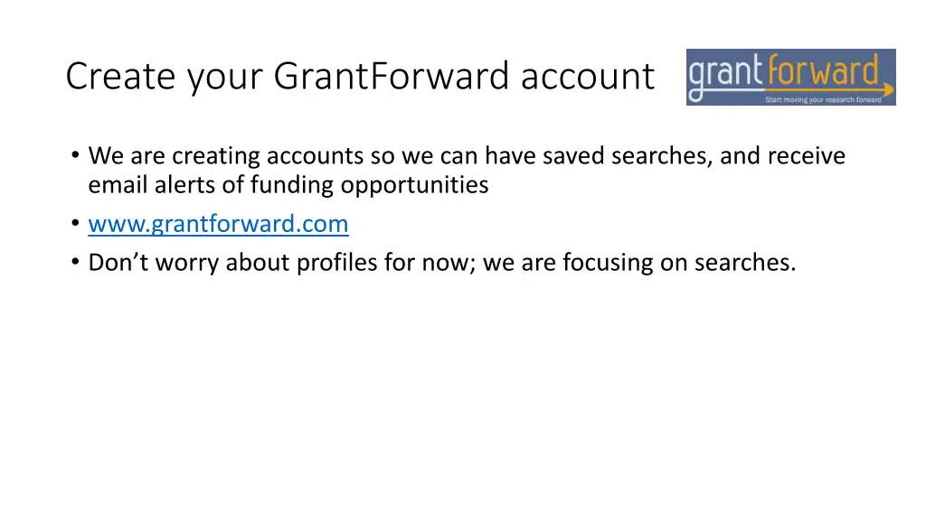 create your grantforward account