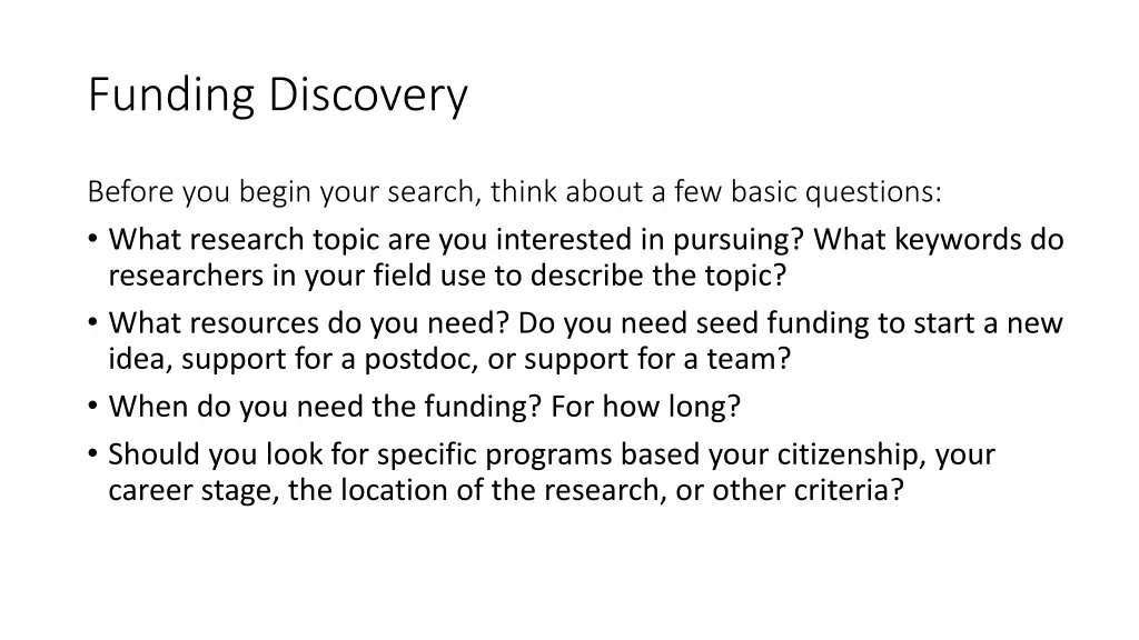 funding discovery