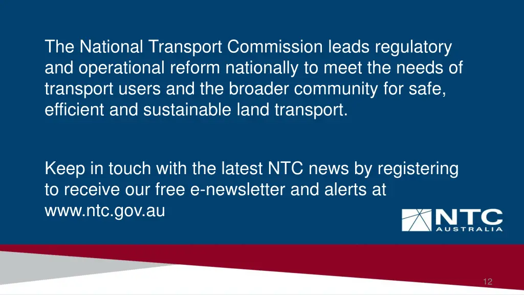 the national transport commission leads