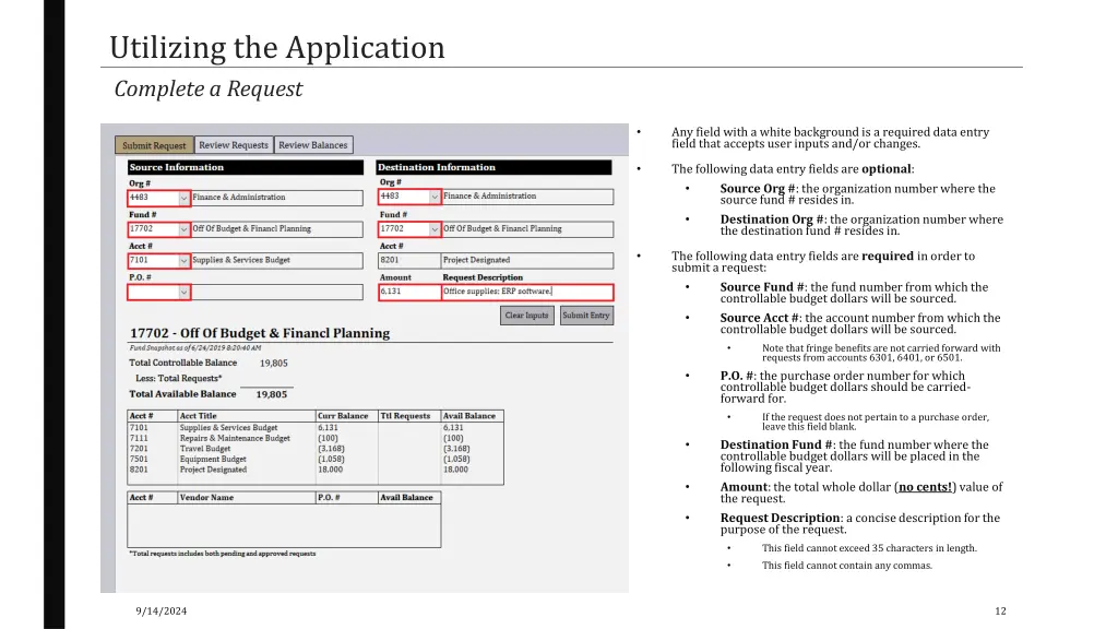 utilizing the application complete a request 3