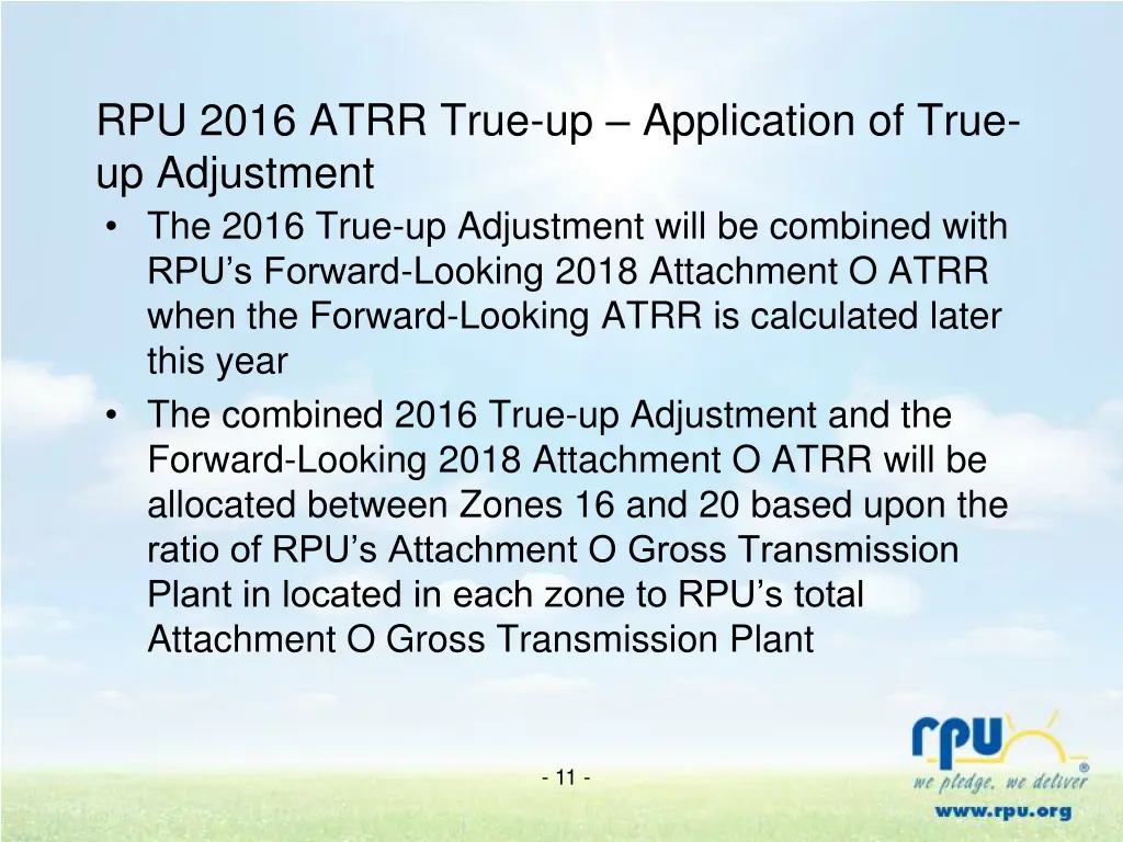 rpu 2016 atrr true up application of true