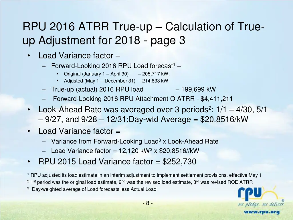 rpu 2016 atrr true up calculation of true 2