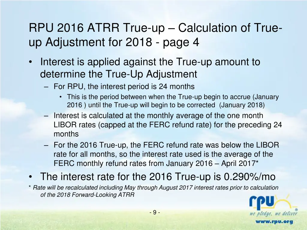 rpu 2016 atrr true up calculation of true 3