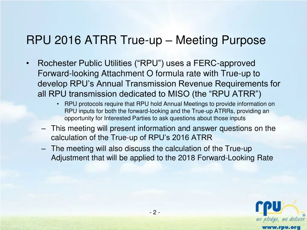 rpu 2016 atrr true up meeting purpose